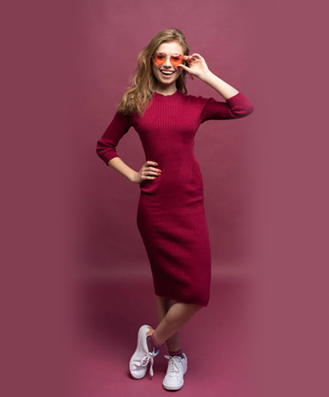 Ribbed Knit Midi Dress Images 